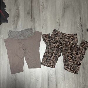 Cute Booty Lounge Brown and Zebra Leggings Set